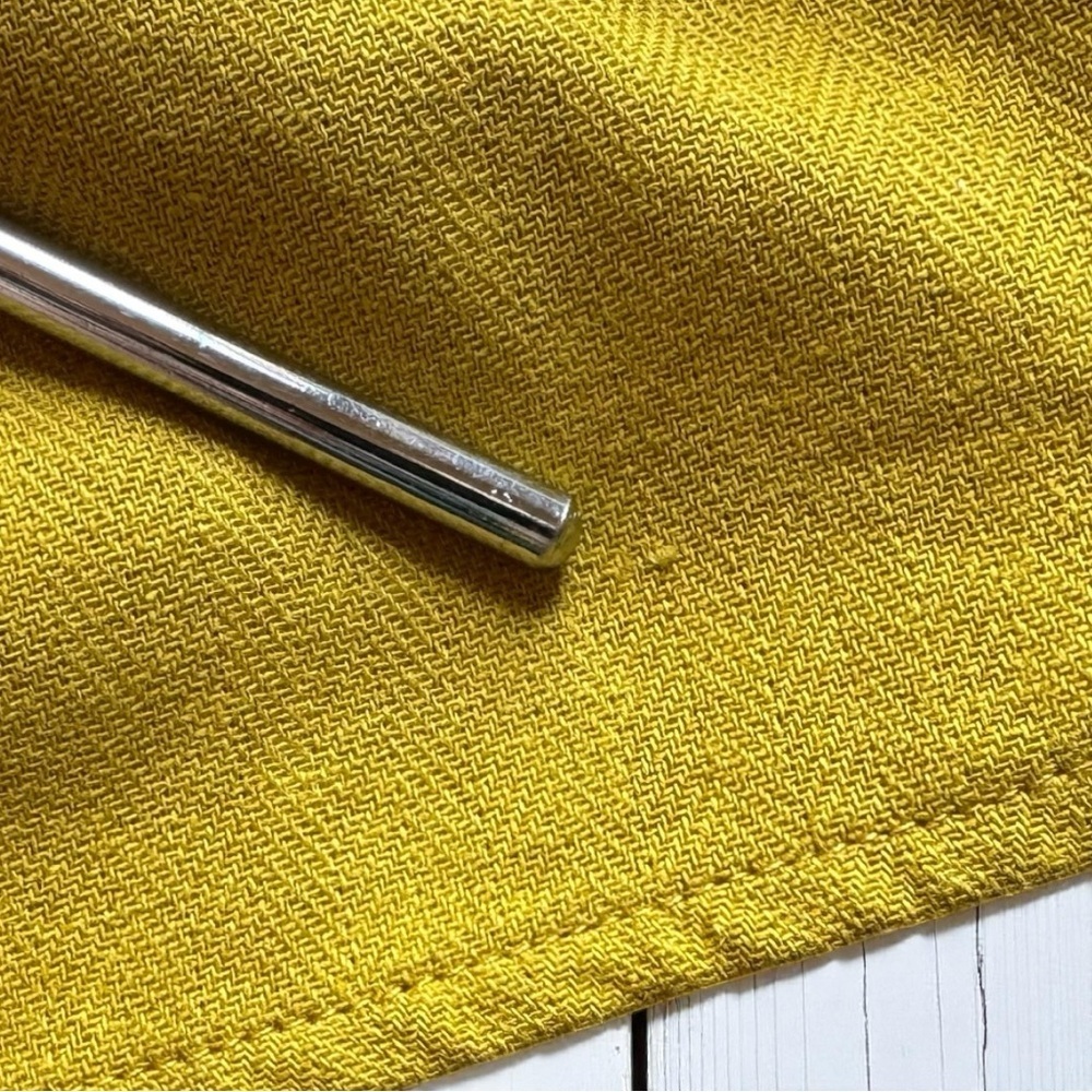 MIOU MUSE Mustard Yellow Linen Blend Crisscross Open Back Dress – Size M - Picture 15 of 16